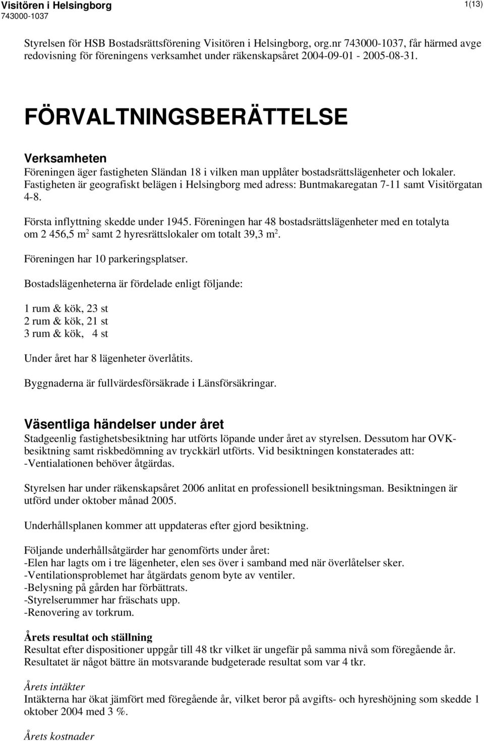 Fastigheten är geografiskt belägen i Helsingborg med adress: Buntmakaregatan 7-11 samt Visitörgatan 4-8. Första inflyttning skedde under 1945.