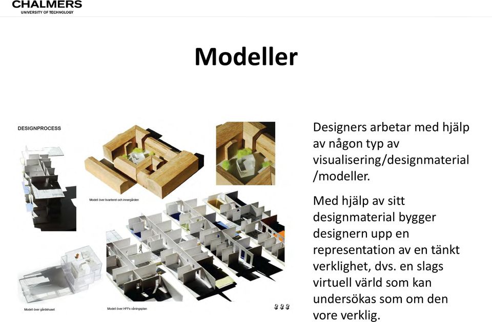 Med hjälp av sitt designmaterial bygger designern upp en