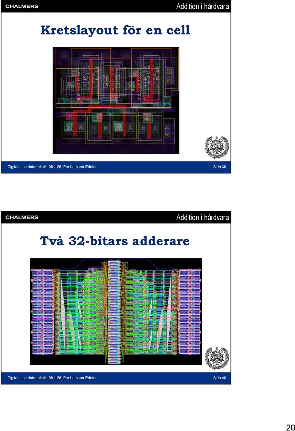 Sida 39 Två 32-bitars adderare Digital- och