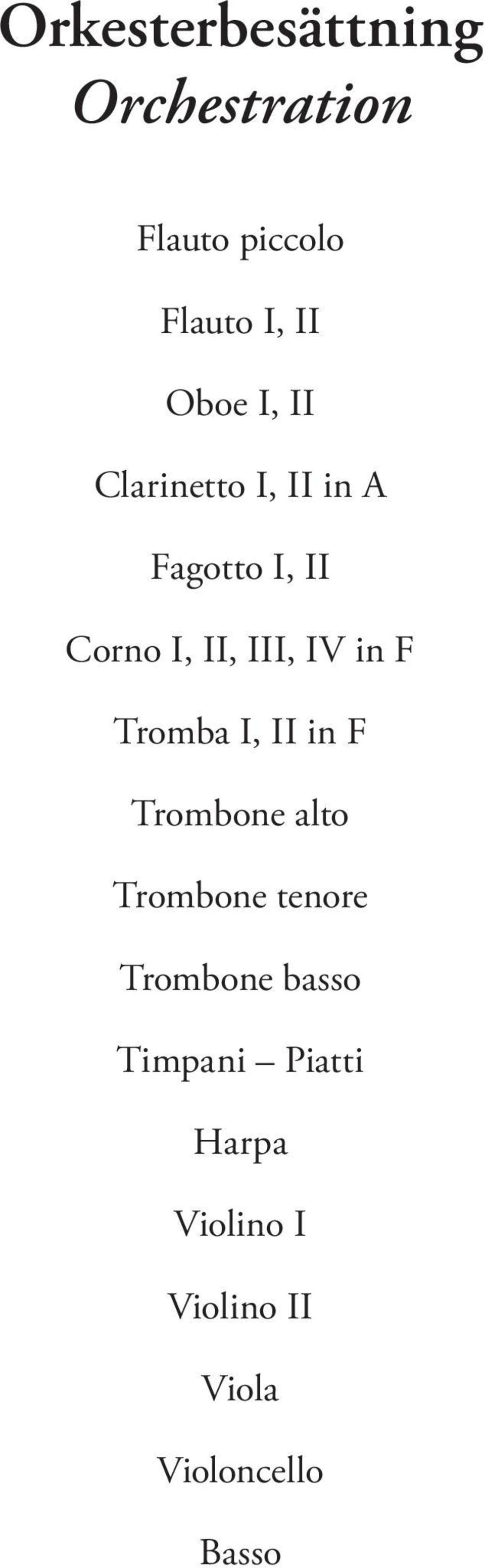 in Tromba I, II in Trombone alto Trombone tenore Trombone