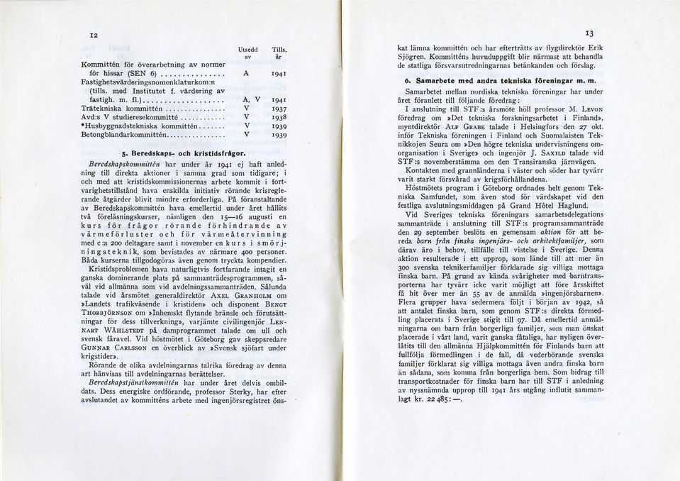 Bcredskapskommittén har under år 1941 ej haft anledning till direkta aktioner i samma grad som tidigare; i och med att kristidskommissionernas arbete kommit i fortvarighetstillstånd hava enskilda