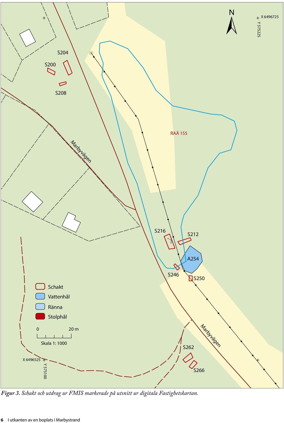 !!!!!!!! 0 20 m Marbyvägen Skala 1: 1000 S262 X 6496525 Y 575100 S266 Figur 3.