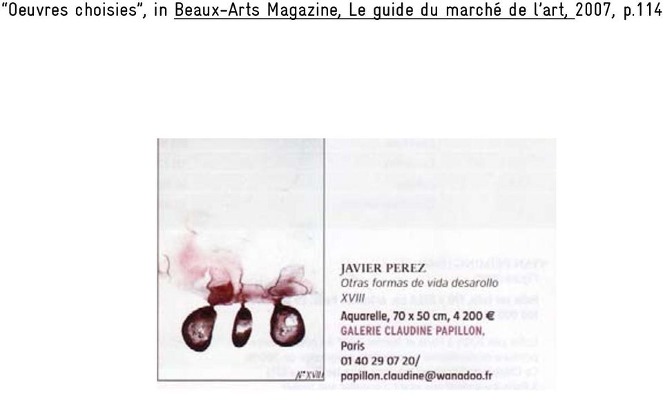 114 Oeuvres choisies, in Beaux arts