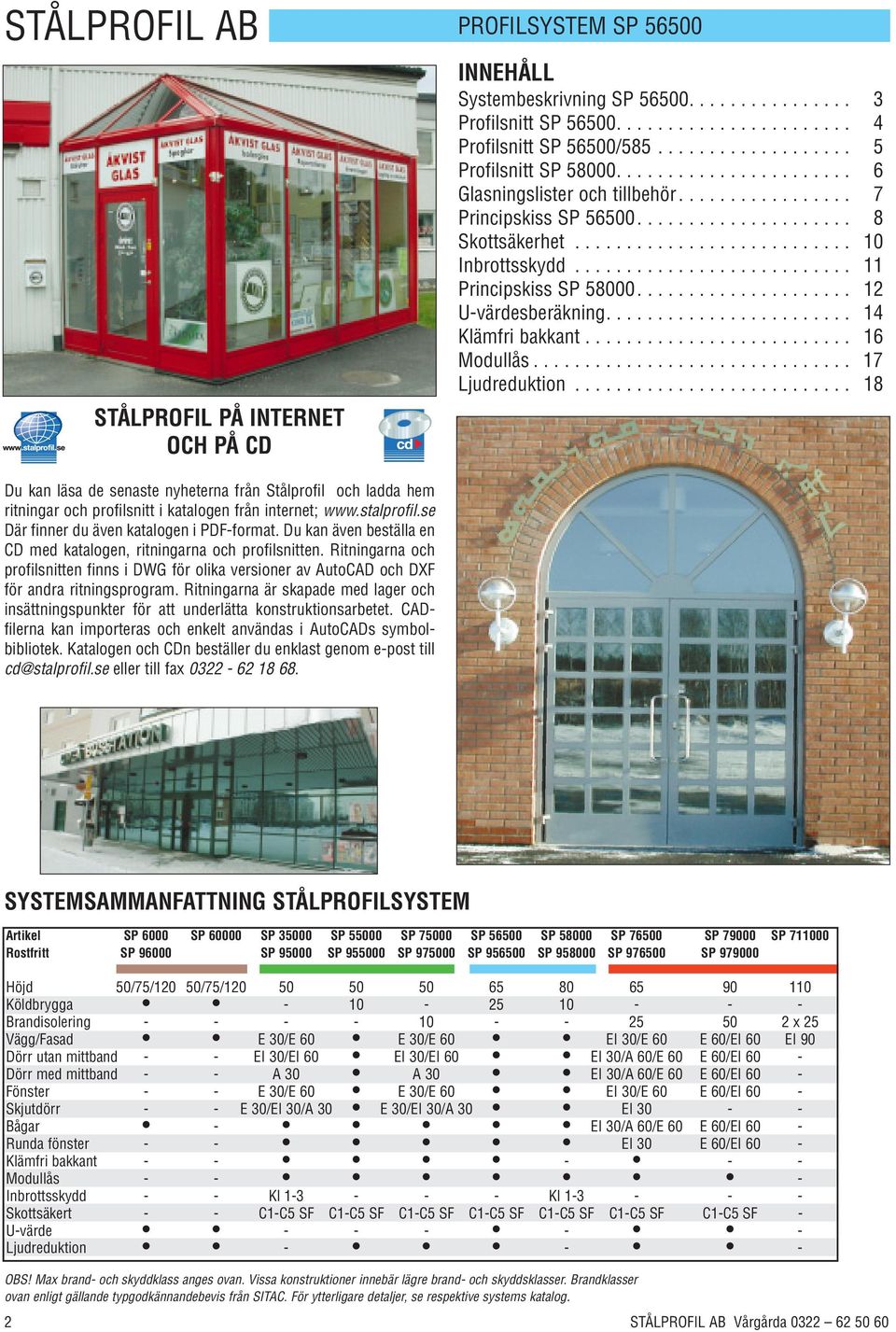 .......................... 11 Principskiss SP 58000..................... 12 U-värdesberäkning........................ 14 Klämfri bakkant.......................... 16 Modullås............................... 17 Ljudreduktion.