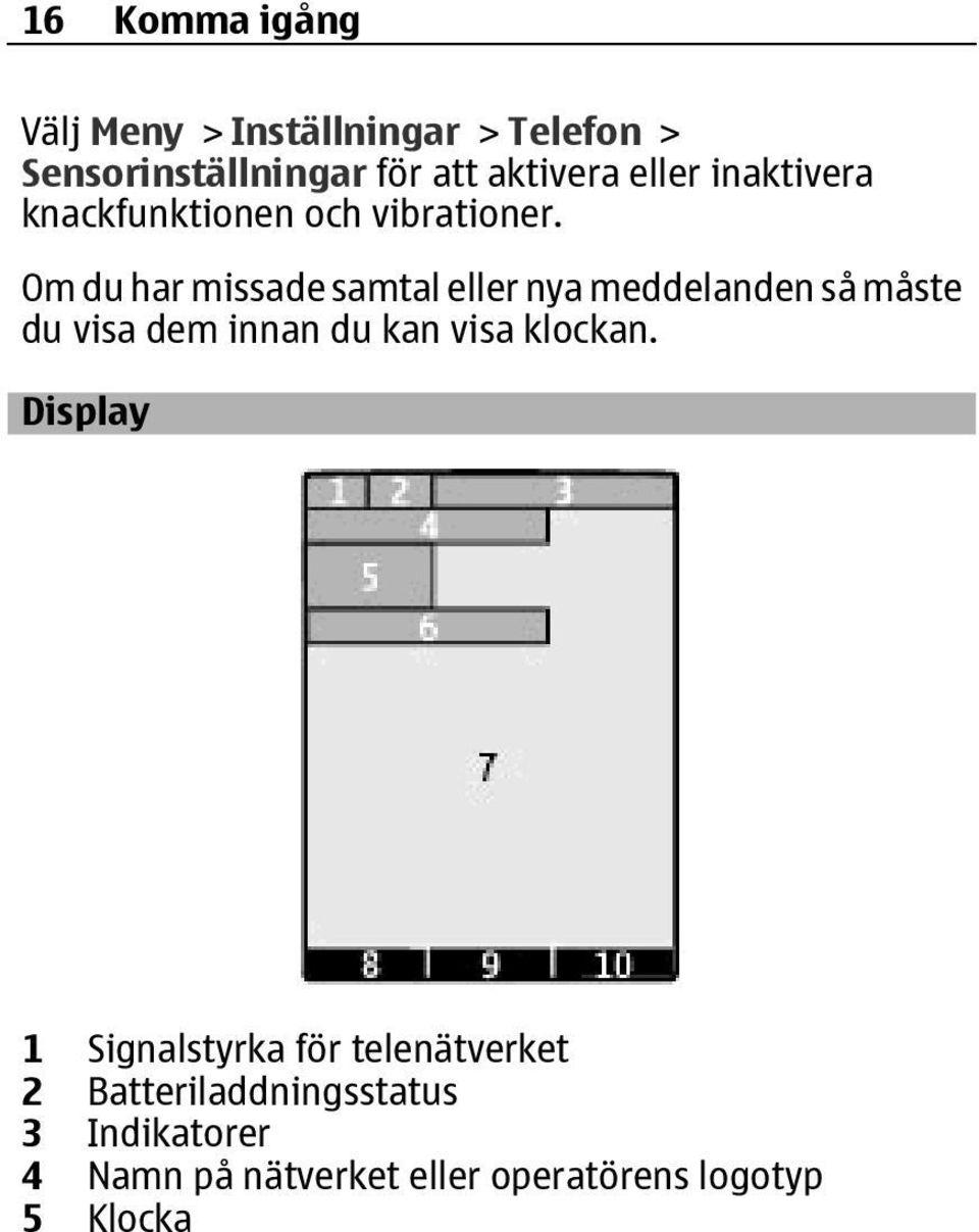 Om du har missade samtal eller nya meddelanden så måste du visa dem innan du kan visa