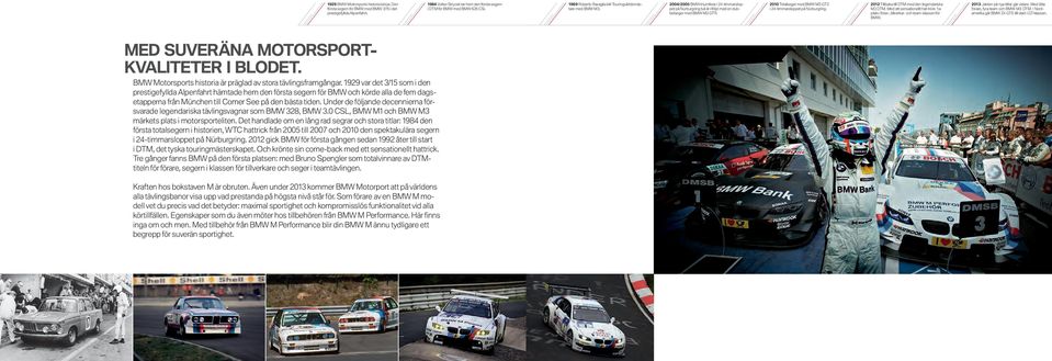 Totalseger med BMW M GT i -timmarsloppet på Nürburgring. Tillbaka till DTM med den legendariska M DTM. Med ett sensationellt hat-trick: :a plats i förar-, tillverkar- och team-klassen för BMW.