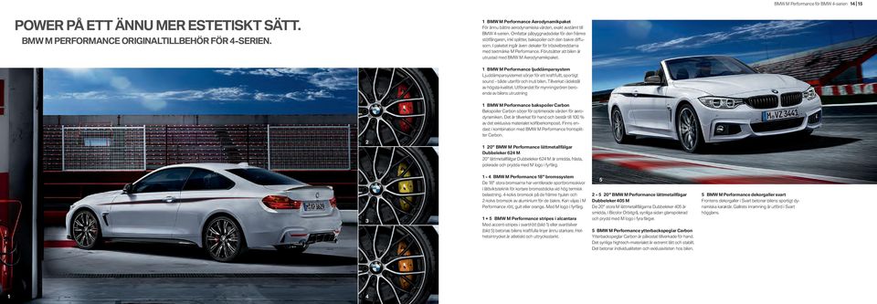 I paketet ingår även dekaler för tröskelbreddarna med textmärke M Performance. Förutsätter att bilen är utrustad med BMW M paket.