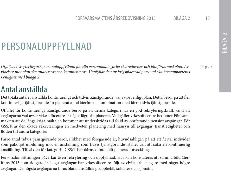 Antal anställda Det totala antalet anställda kontinuerligt och tidvis tjänstgörande, var i stort enligt plan.