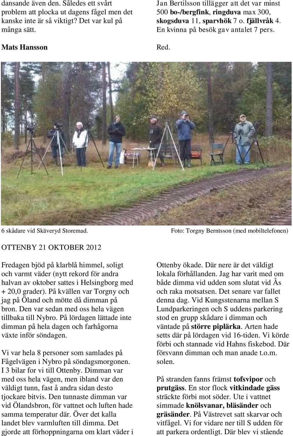 6 skådare vid Skäveryd Storemad.