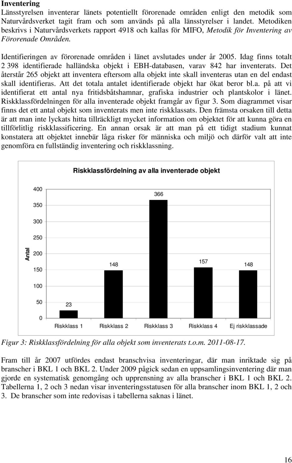Idag finns totalt 2 398 identifierade halländska objekt i EBH-databasen, varav 842 har inventerats.