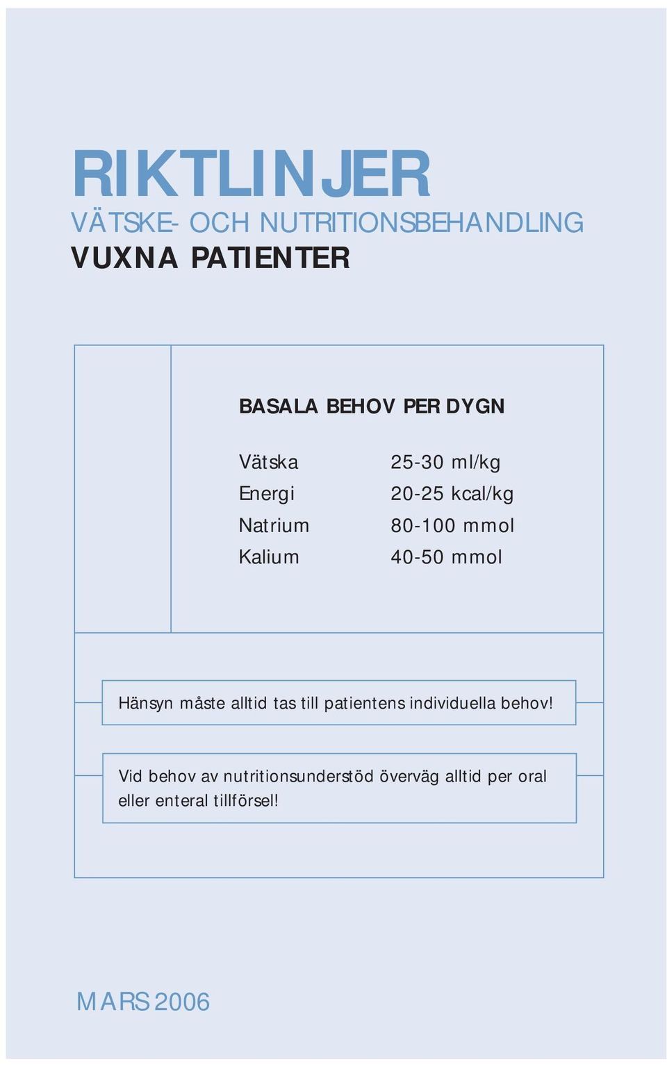 mmol Hänsyn måste alltid tas till patientens individuella behov!