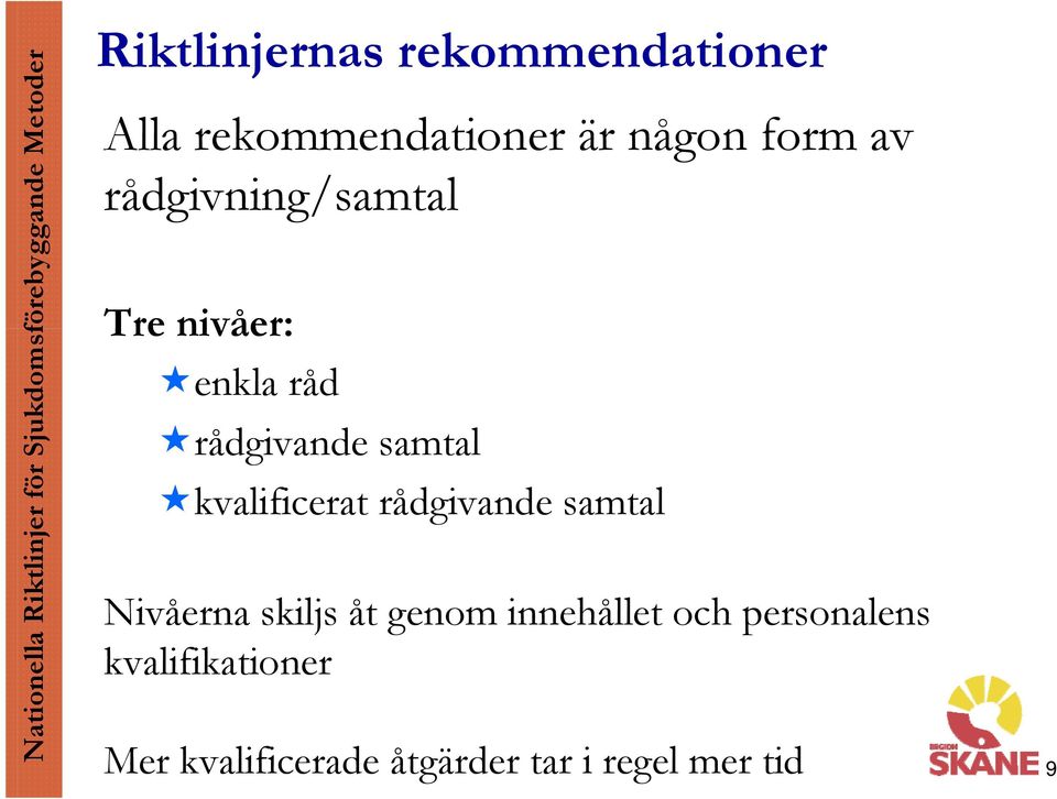 kvalificerat rådgivande samtal Nivåerna skiljs åt genom innehållet