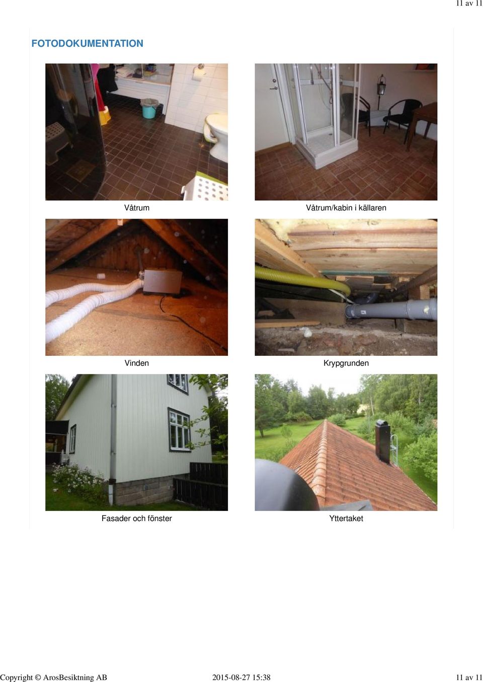 FOTODOKUMENTATION Våtrum Våtrum/kabin i