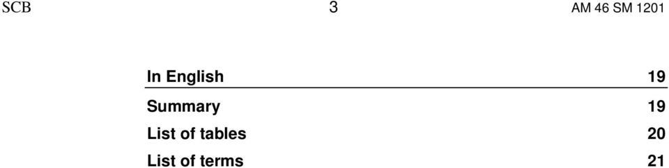 Summary 19 List of
