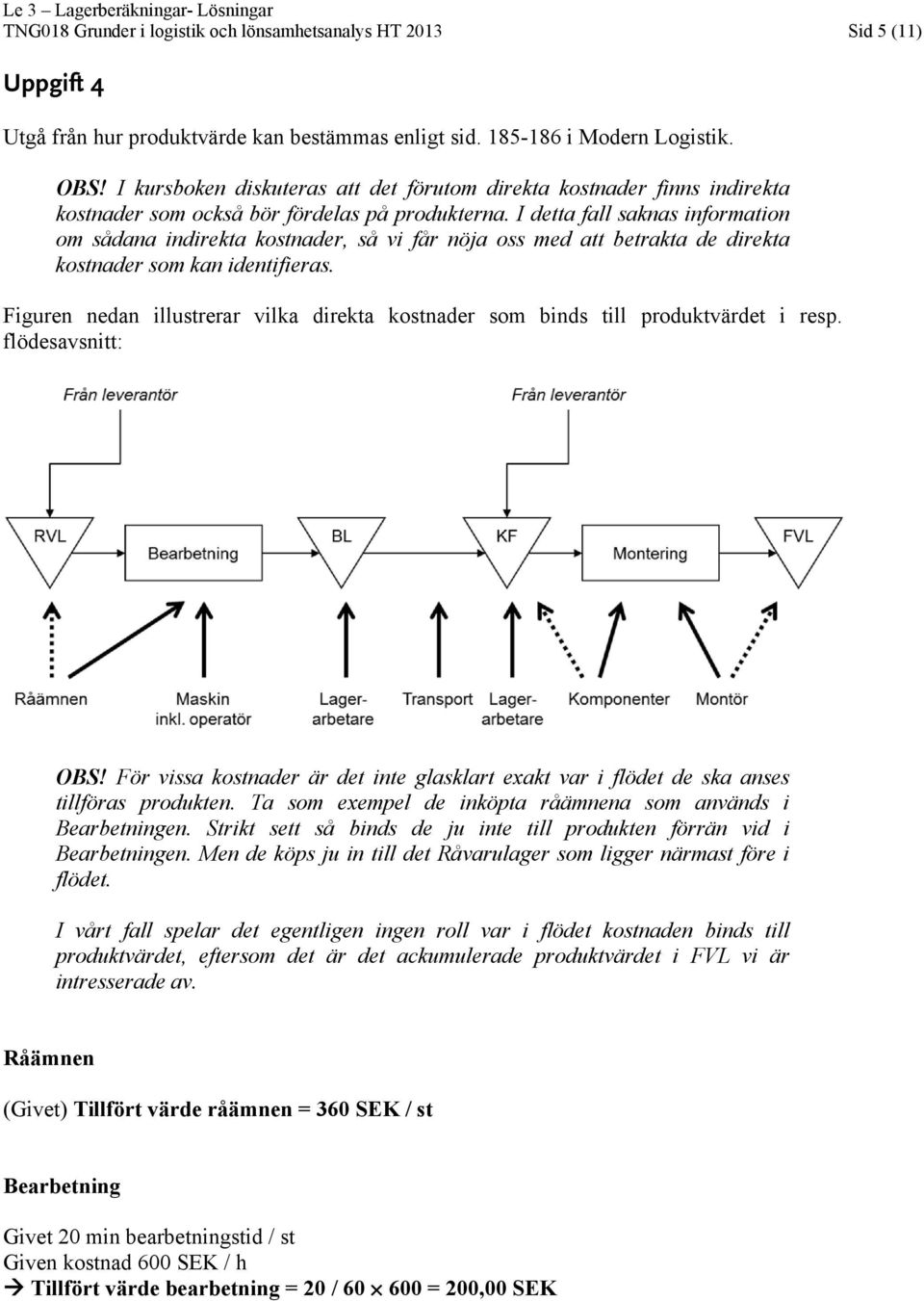 I detta fall saknas information om sådana indirekta kostnader, så vi får nöja oss med att betrakta de direkta kostnader som kan identifieras.