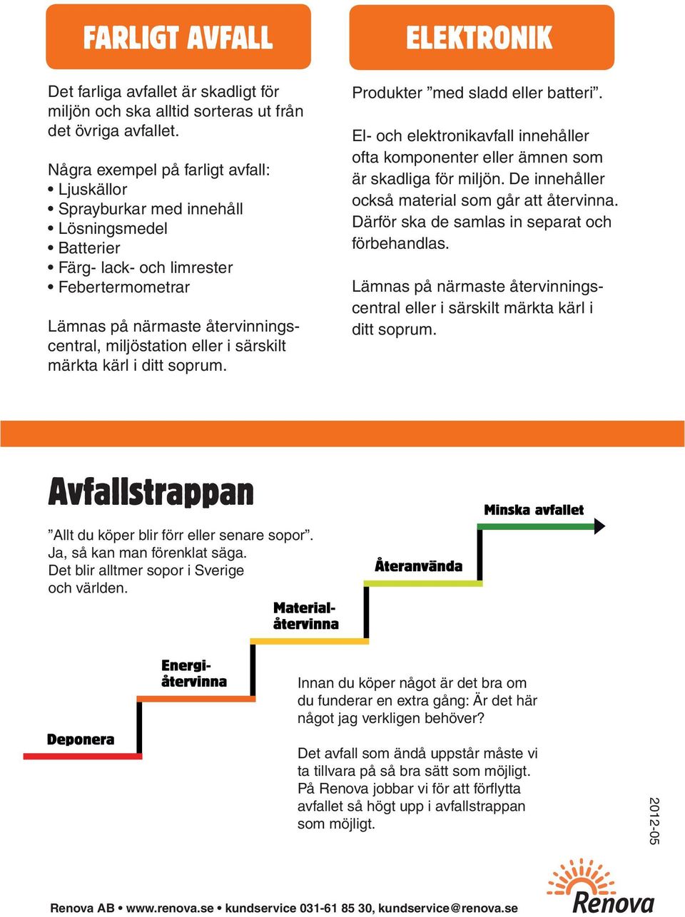 särskilt märkta kärl i ditt soprum. ELEKTRONIK Produkter med sladd eller batteri. El- och elektronikavfall innehåller ofta komponenter eller ämnen som är skadliga för miljön.