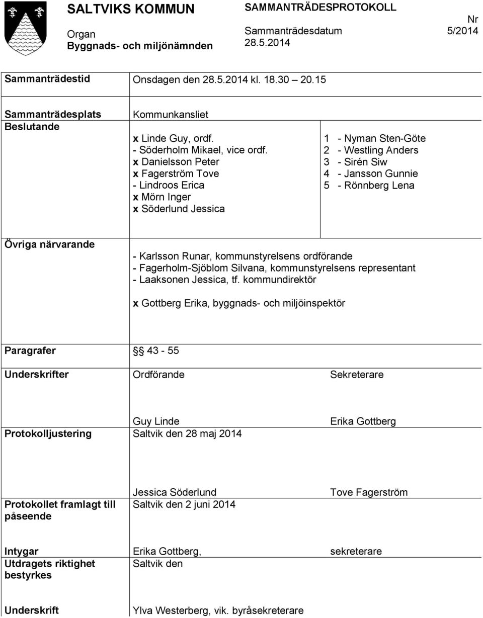 Karlsson Runar, kommunstyrelsens ordförande - Fagerholm-Sjöblom Silvana, kommunstyrelsens representant - Laaksonen Jessica, tf.