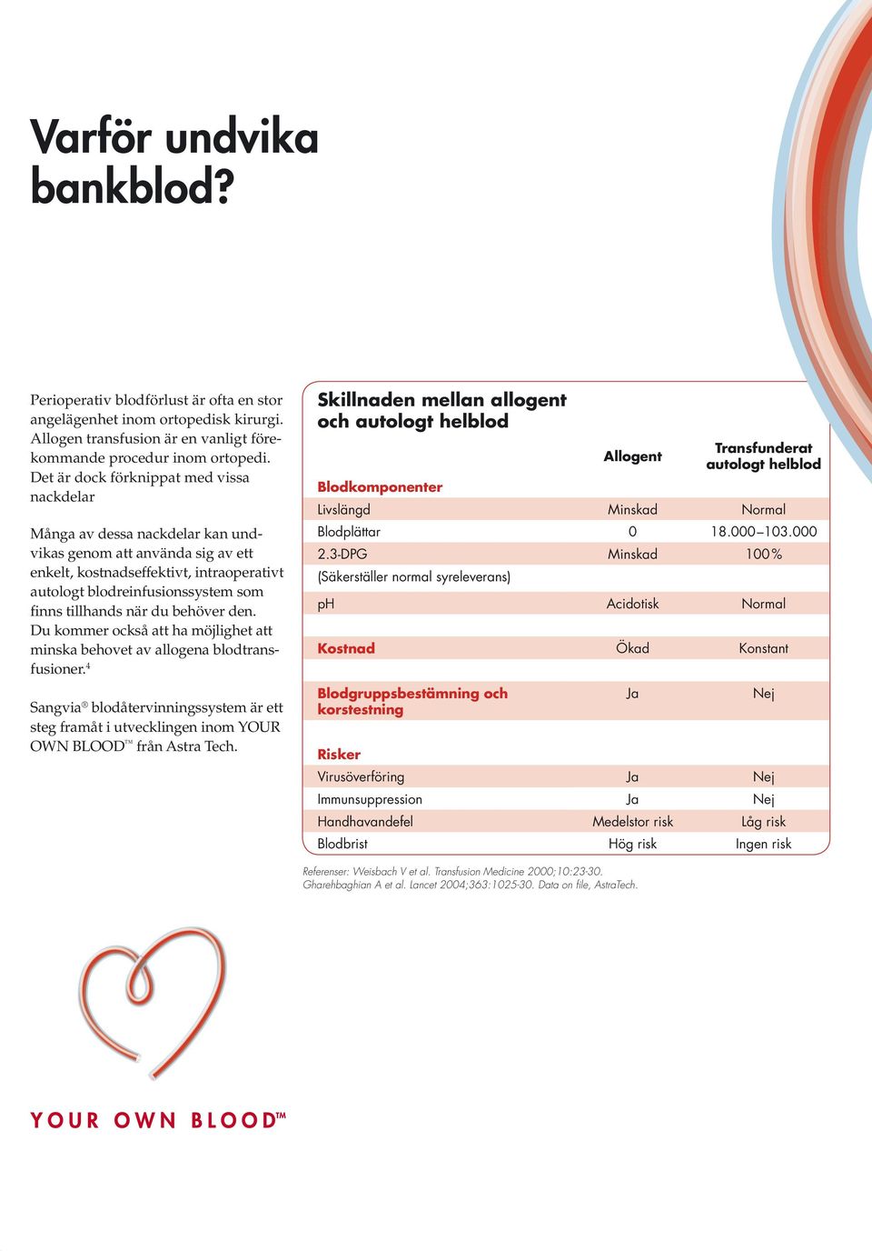 tillhands när du behöver den. Du kommer också att ha möjlighet att minska behovet av allogena blodtransfusioner.