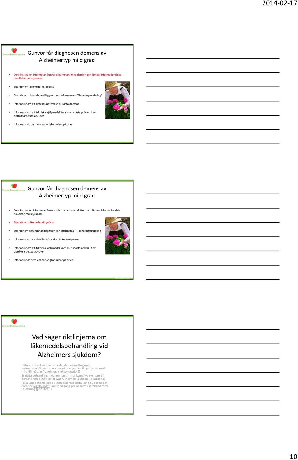 distriktsarbetsterapeuten Informerar dottern om anhörigkonsulent på orten   distriktsarbetsterapeuten Informerar dottern om anhörigkonsulent på orten Vad säger riktlinjerna om läkemedelsbehandling