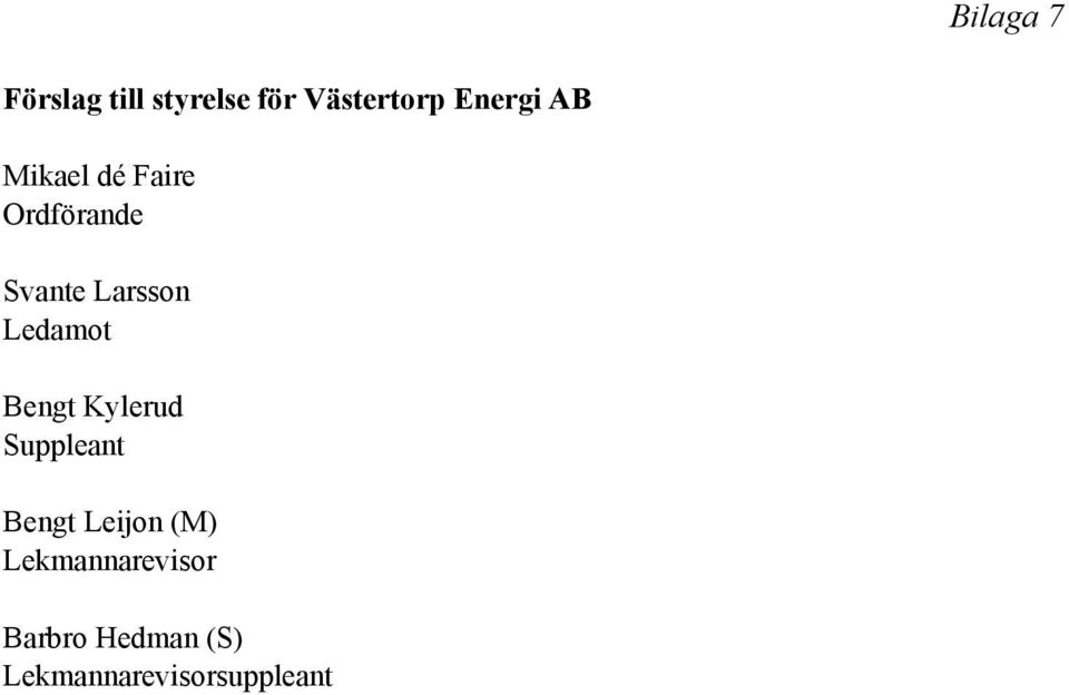 Ledamot Bengt Kylerud Suppleant Bengt Leijon (M)