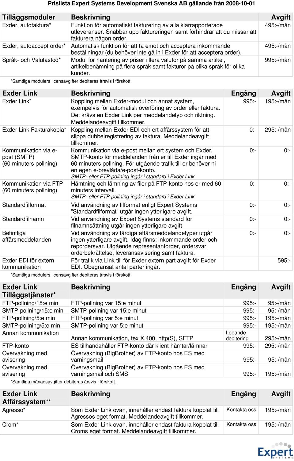 Exder, autoaccept order* Automatisk funktion för att ta emot och acceptera inkommande 495:-/mån beställningar (du behöver inte gå in i Exder för att acceptera order).