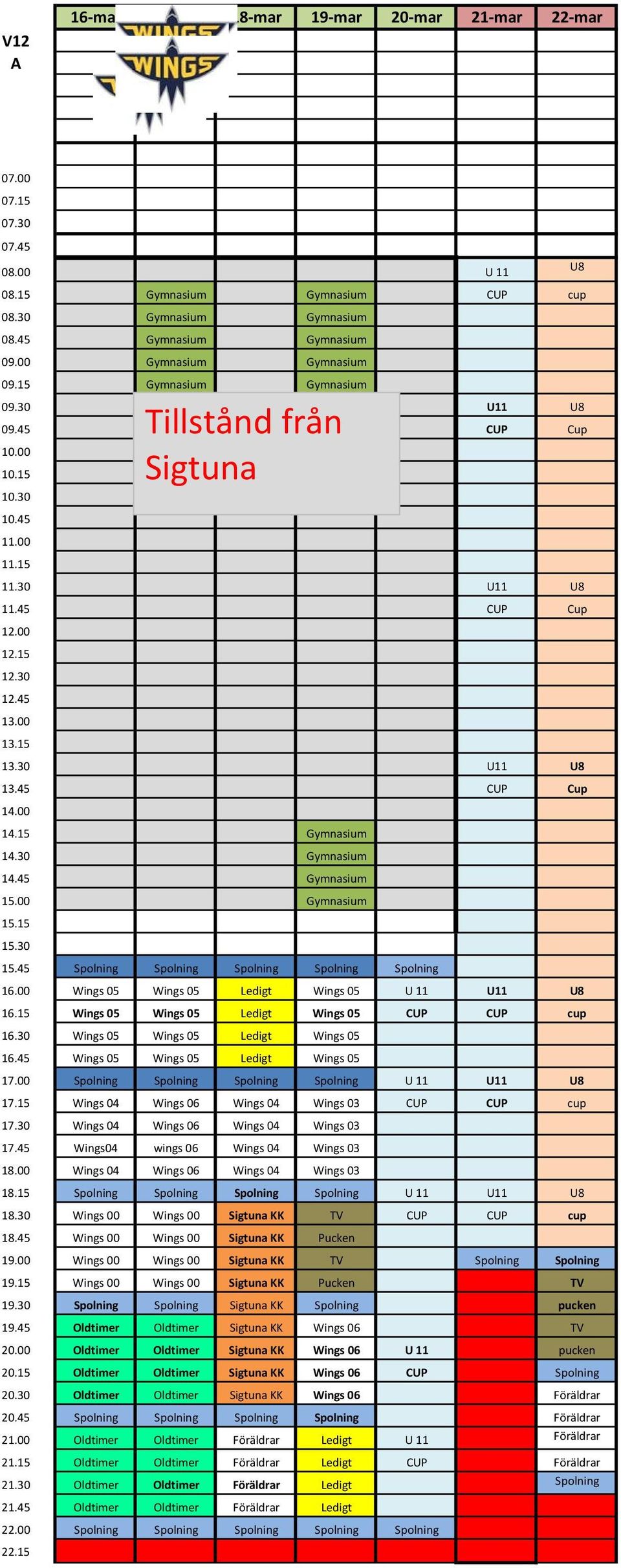 15 13.30 U11 U8 13.45 CUP Cup 14.00 14.15 Gymnasium 14.30 Gymnasium 14.45 Gymnasium 15.00 Gymnasium 15.15 15.30 15.45 Spolning Spolning Spolning Spolning Spolning 16.