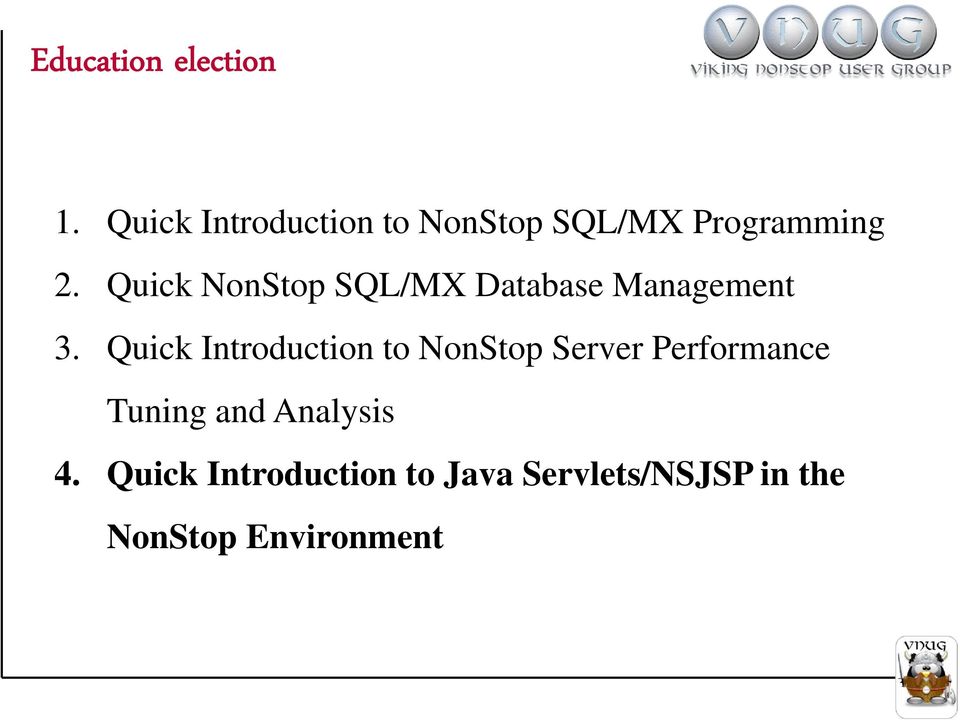 Quick NonStop SQL/MX Database Management 3.