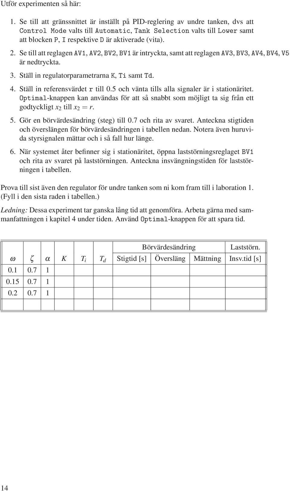 5 och väna ills alla signaler är i saionärie. Opimal-knappen kan användas för a så snabb som möjlig a sig från e godcklig x 2 ill x 2 = r. 5. Gör en börvärdesändring (seg) ill 0.7 och ria av svare.