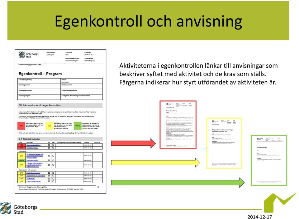 beskriver syftet med aktivitet och de krav som