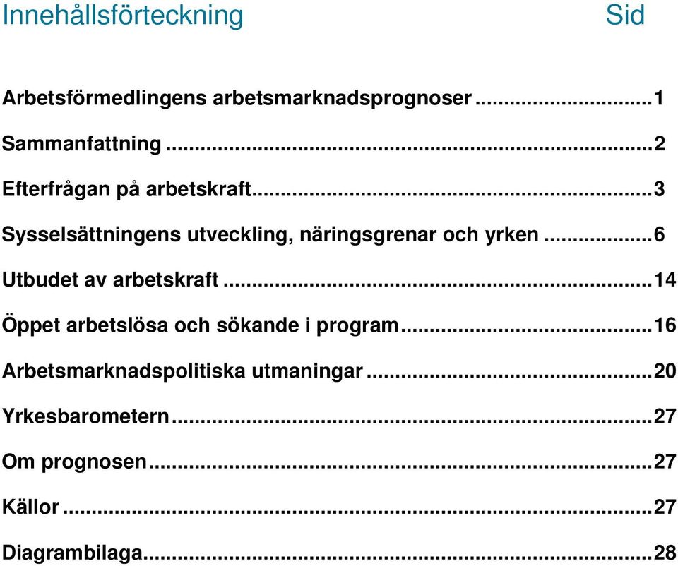 ..6 Utbudet av arbetskraft...14 Öppet arbetslösa och sökande i program.