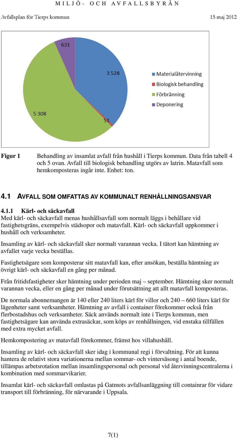 Kärl- och säckavfall uppkommer i hushåll och verksamheter. Insamling av kärl- och säckavfall sker normalt varannan vecka. I tätort kan hämtning av avfallet varje vecka beställas.