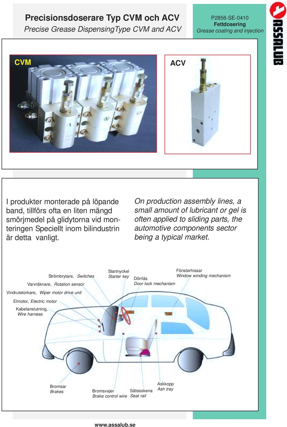 On production assembly lines, a small amount of lubricant or gel is often applied to sliding parts, the automotive components sector being a typical market.