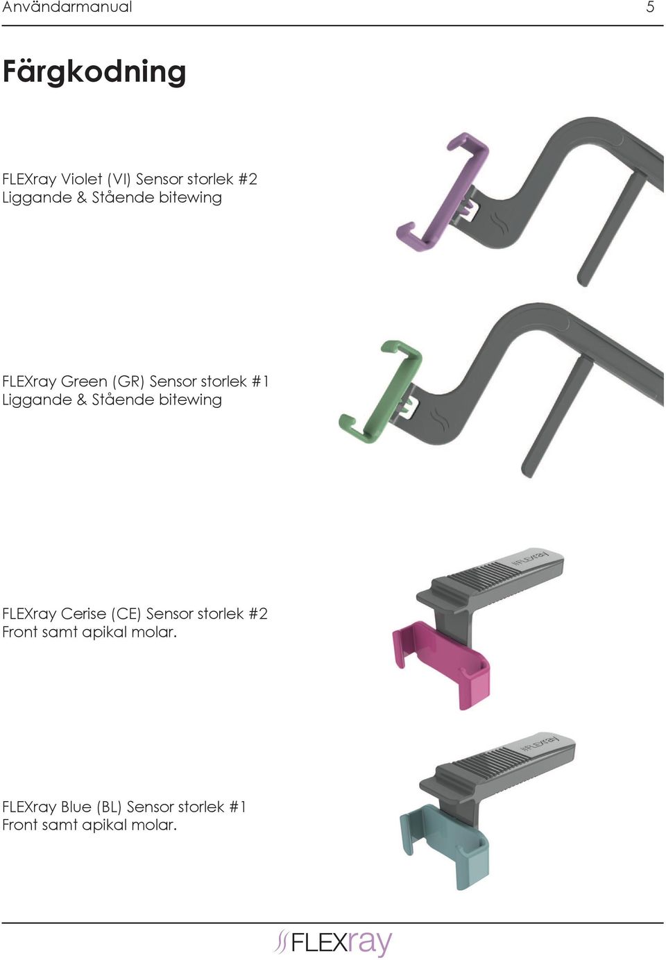 Liggande & Stående bitewing FLEXray Cerise (CE) Sensor storlek #2