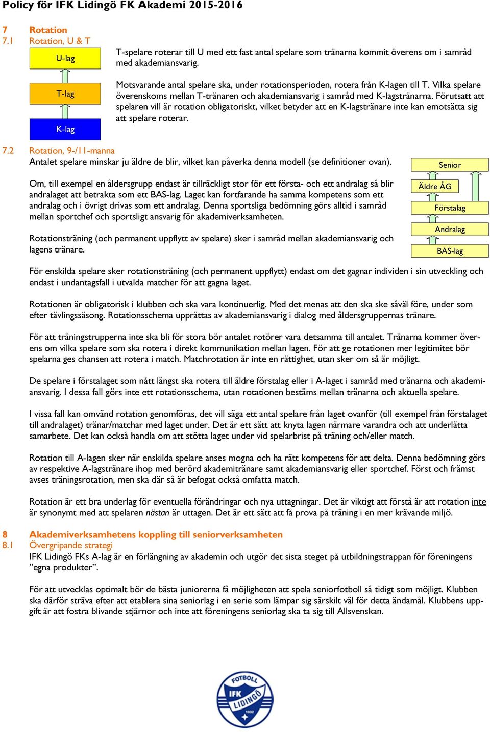 Förutsatt att spelaren vill är rotation obligatoriskt, vilket betyder att en K-lagstränare inte kan emotsätta sig att spelare roterar. 7.