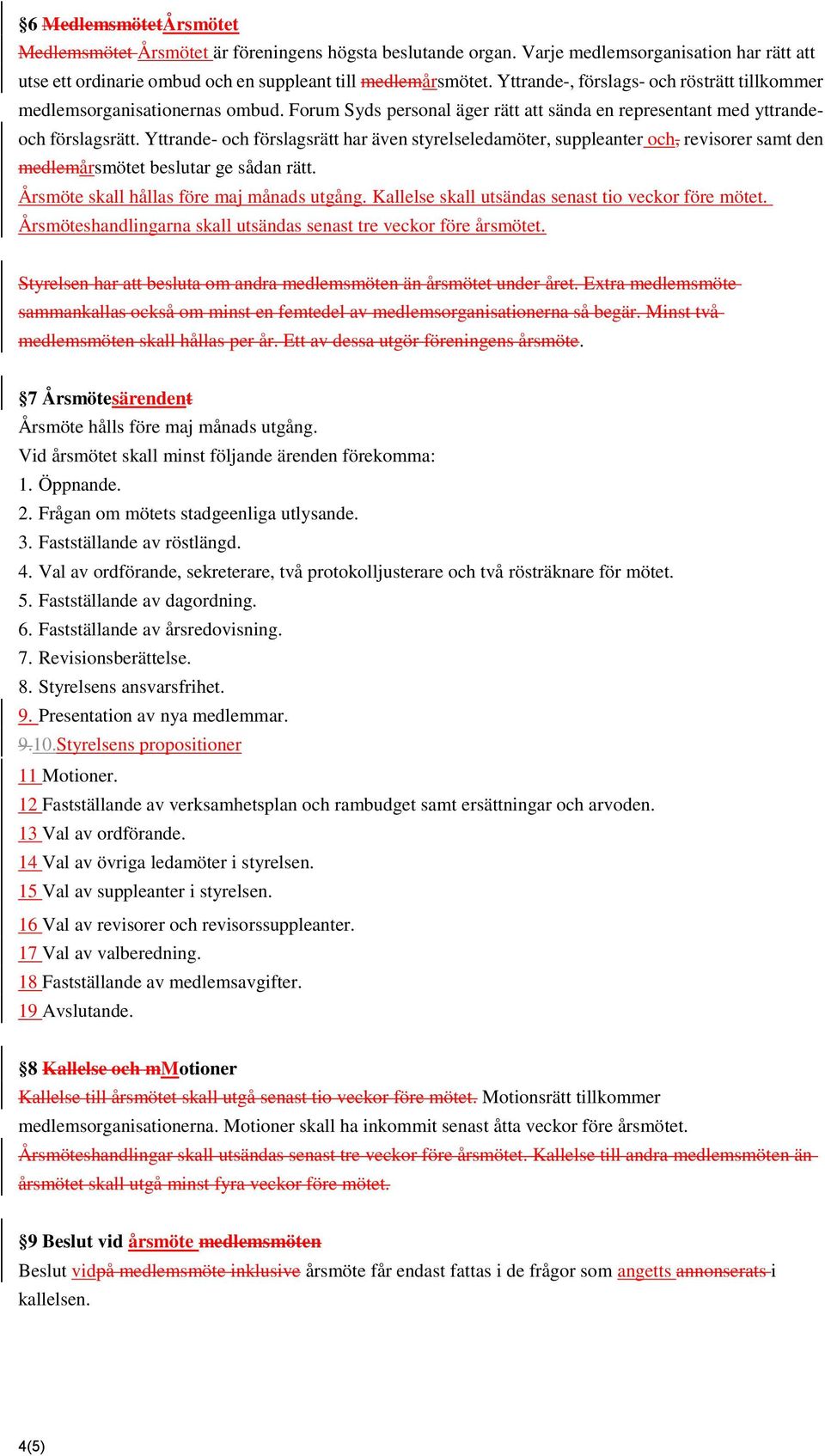 Yttrande- och förslagsrätt har även styrelseledamöter, suppleanter och, revisorer samt den medlemårsmötet beslutar ge sådan rätt. Årsmöte skall hållas före maj månads utgång.