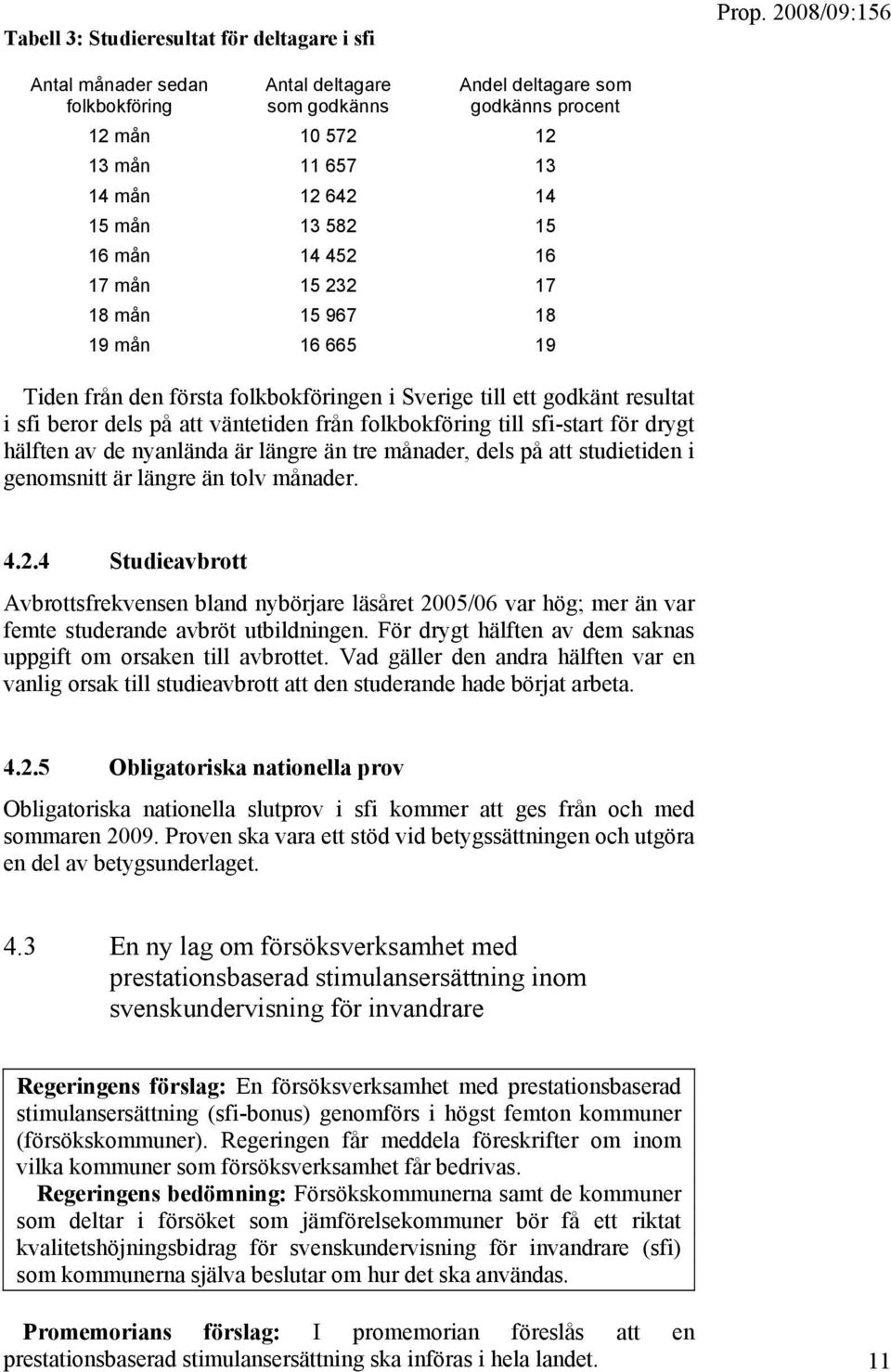 folkbokföring till sfi-start för drygt hälften av de nyanlända är längre än tre månader, dels på att studietiden i genomsnitt är längre än tolv månader. 4.2.