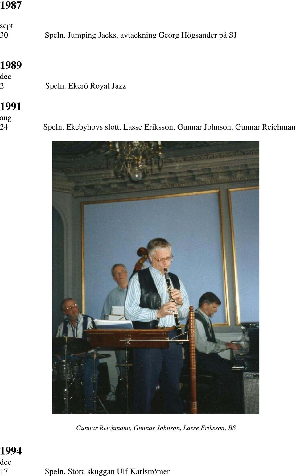 Ekerö Royal Jazz 1991 aug 24 Speln.