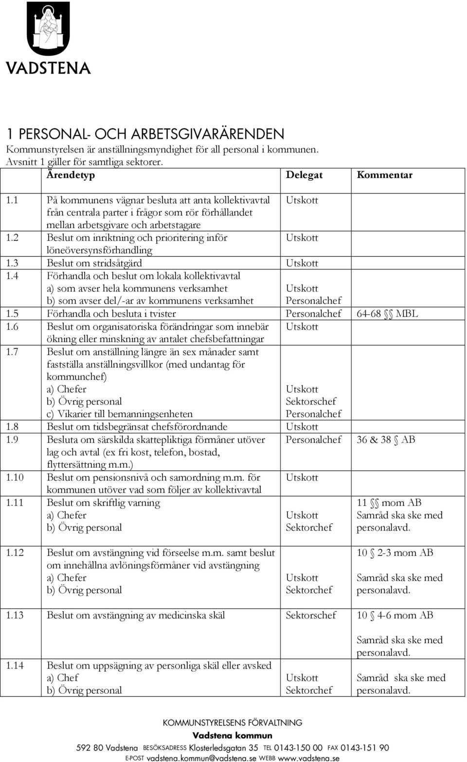 2 Beslut om inriktning och prioritering inför löneöversynsförhandling 1.3 Beslut om stridsåtgärd 1.