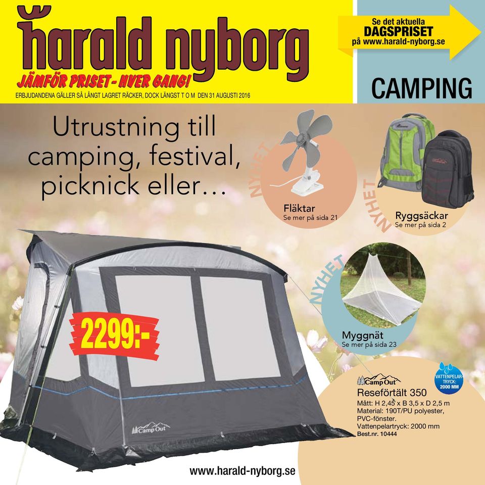 2299: CAMPING. Utrustning till camping, festival, picknick 2299: CAMPING. Utrustning till camping, festival, picknick