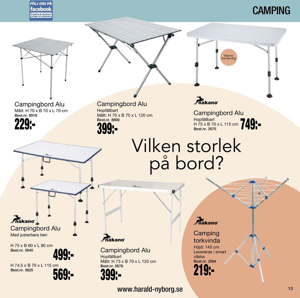 2299: CAMPING. Utrustning till camping, festival, picknick 2299: CAMPING. Utrustning till camping, festival, picknick