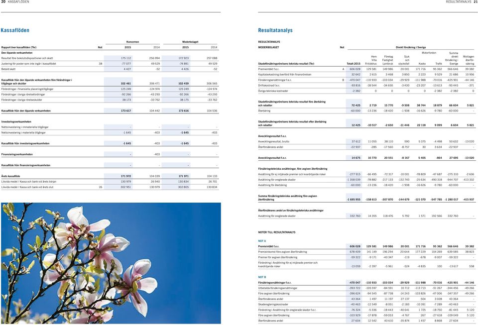 förändringar i tillgångar och skulder 102 461 306 471 102 459 306 565 Förändringar i finansiella placeringstillgångar 125 249-124 974 125 249-124 974 Förändringar i övriga rörelsefordringar -92
