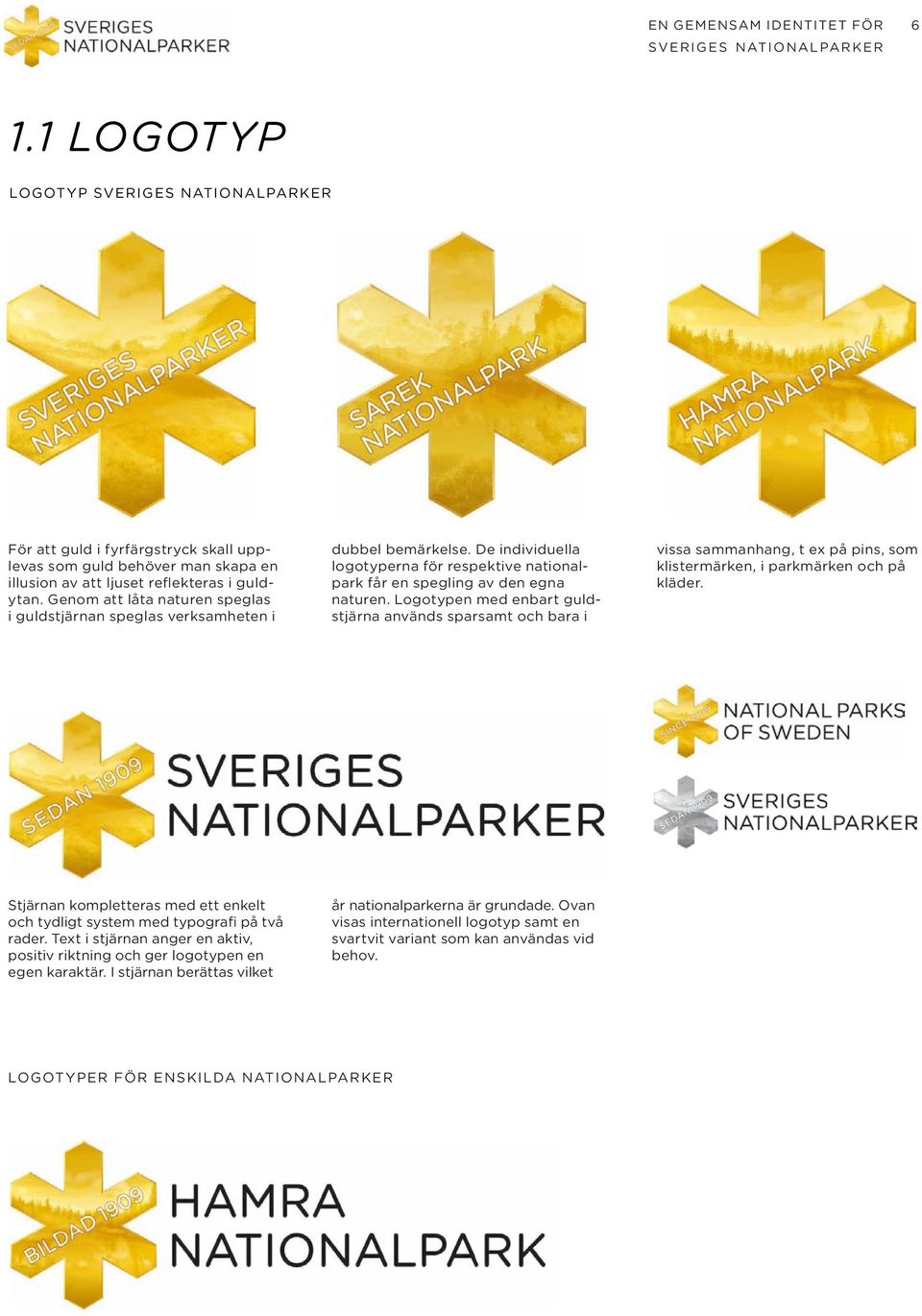 Logotypen med enbart guldstjärna används sparsamt och bara i vissa sammanhang, t ex på pins, som klistermärken, i parkmärken och på kläder.