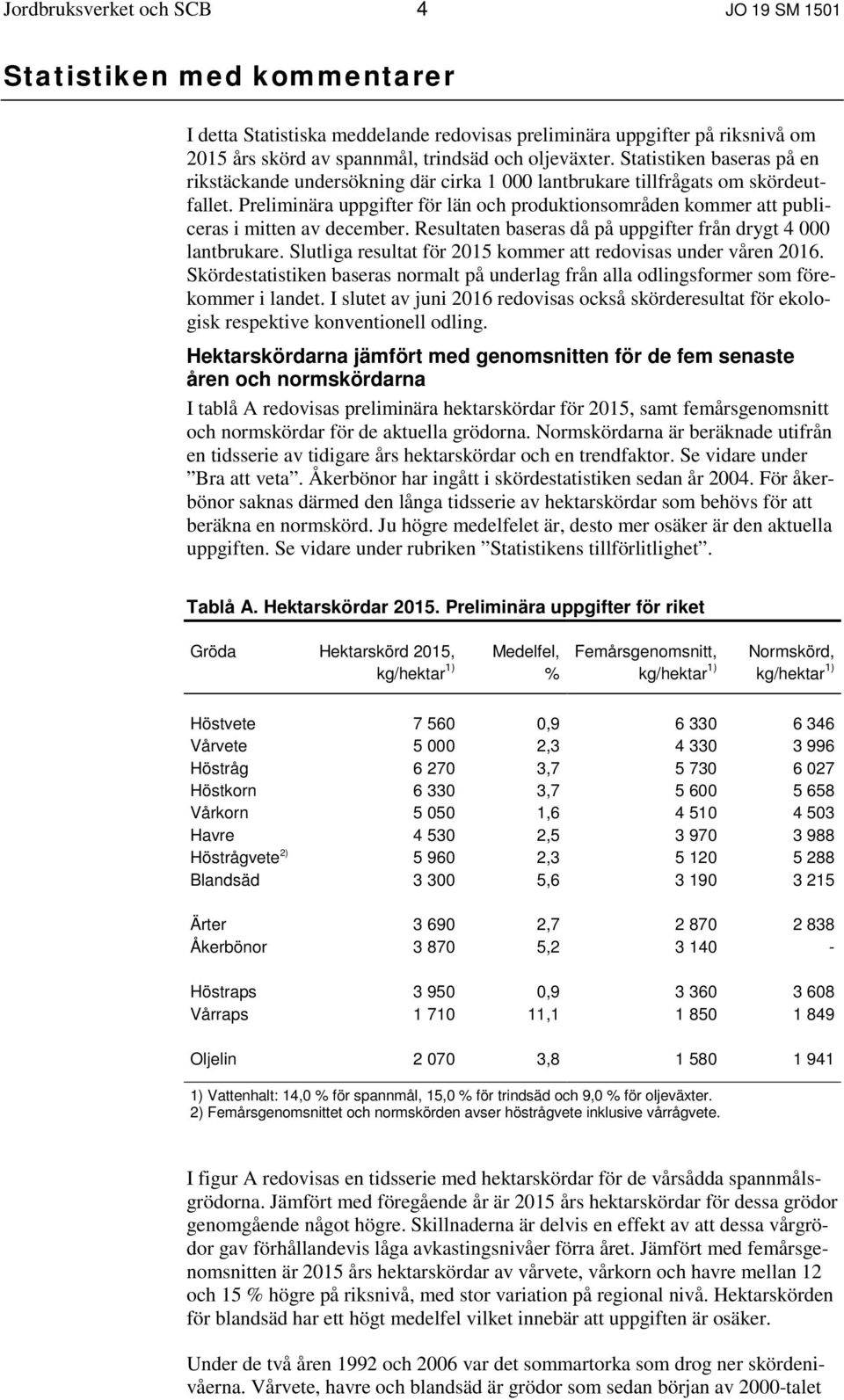 Preliminära uppgifter för län och produktionsområden kommer att publiceras i mitten av december. Resultaten baseras då på uppgifter från drygt 4 000 lantbrukare.
