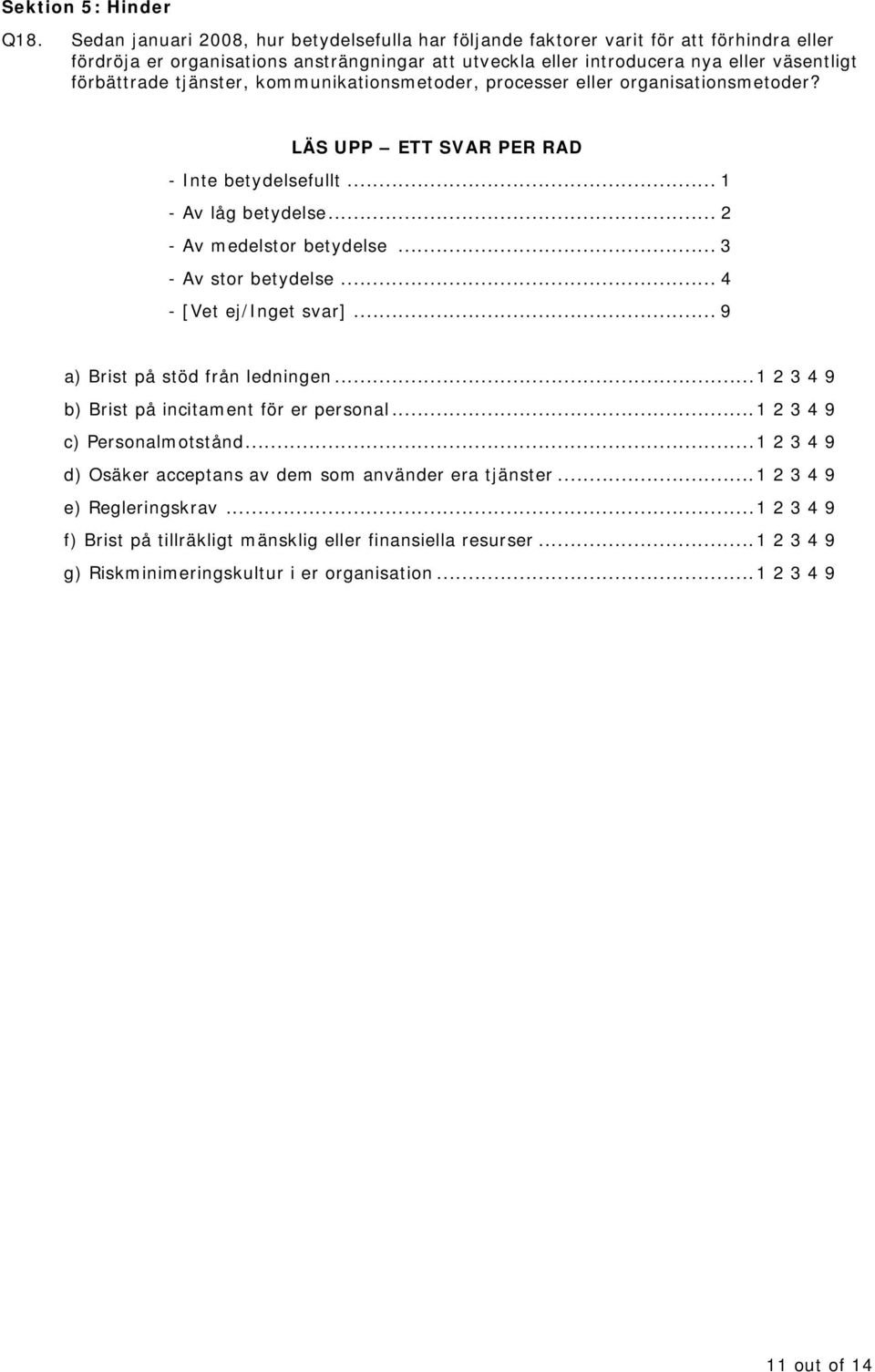 tjänster, kommunikationsmetoder, processer eller organisationsmetoder? - Inte betydelsefullt... 1 - Av låg betydelse... 2 - Av medelstor betydelse... 3 - Av stor betydelse... 4 - [Vet ej/inget svar].