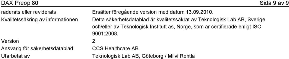 Sverige och/eller av Teknologisk Institutt as, Norge, som är certifierade enligt ISO 9001:2008.