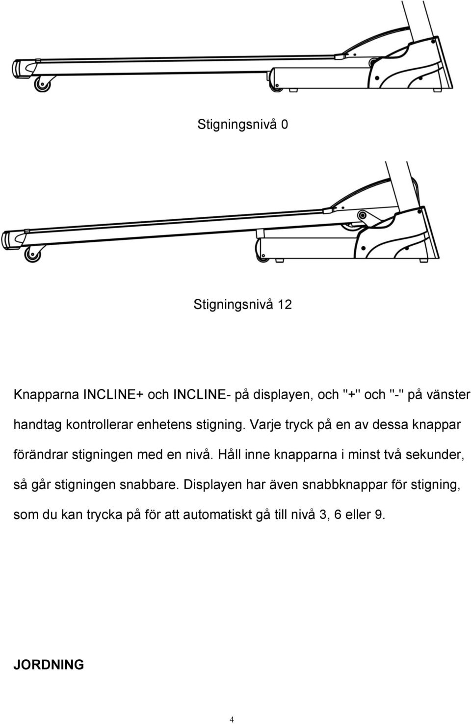 Varje tryck på en av dessa knappar förändrar stigningen med en nivå.