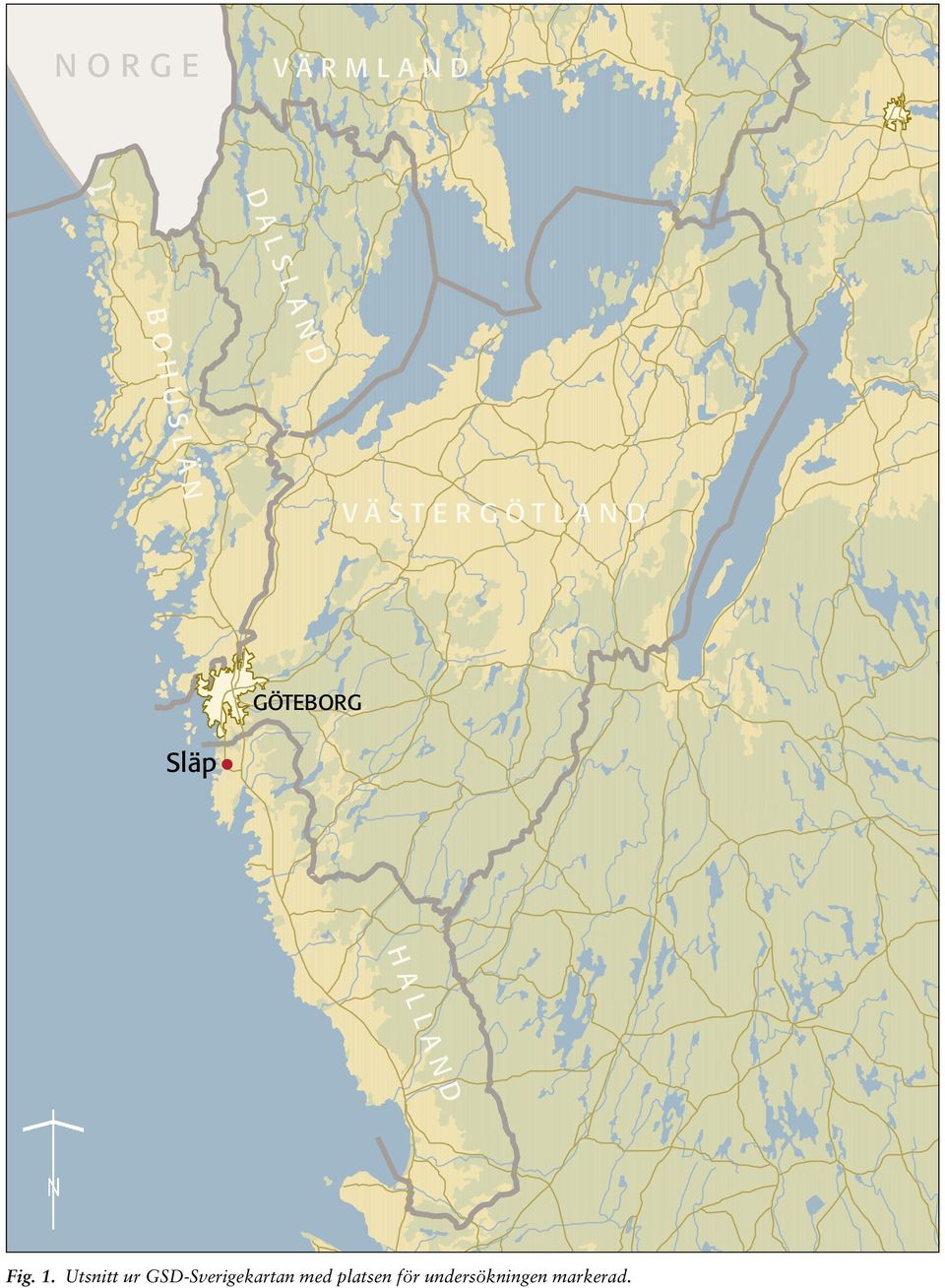Utsnitt ur GSD-Sverigekartan med platsen för