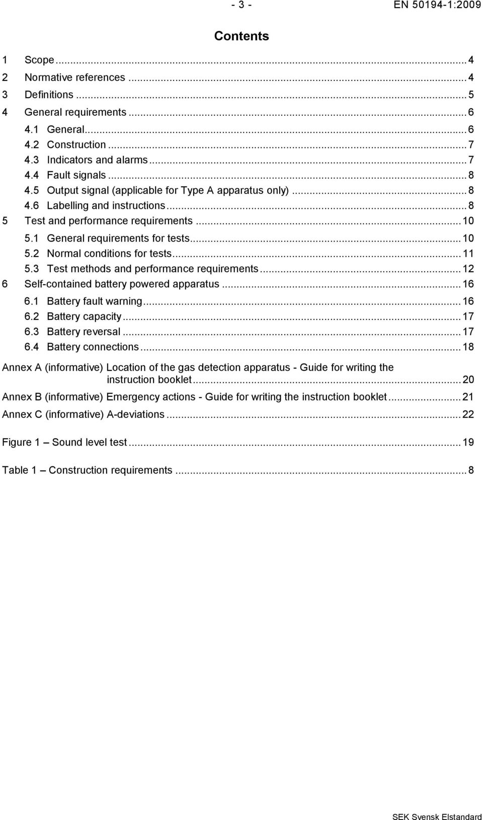 .. 11 5.3 Test methods and performance requirements... 12 6 Self-contained battery powered apparatus... 16 6.1 Battery fault warning... 16 6.2 Battery capacity... 17 6.3 Battery reversal... 17 6.4 Battery connections.