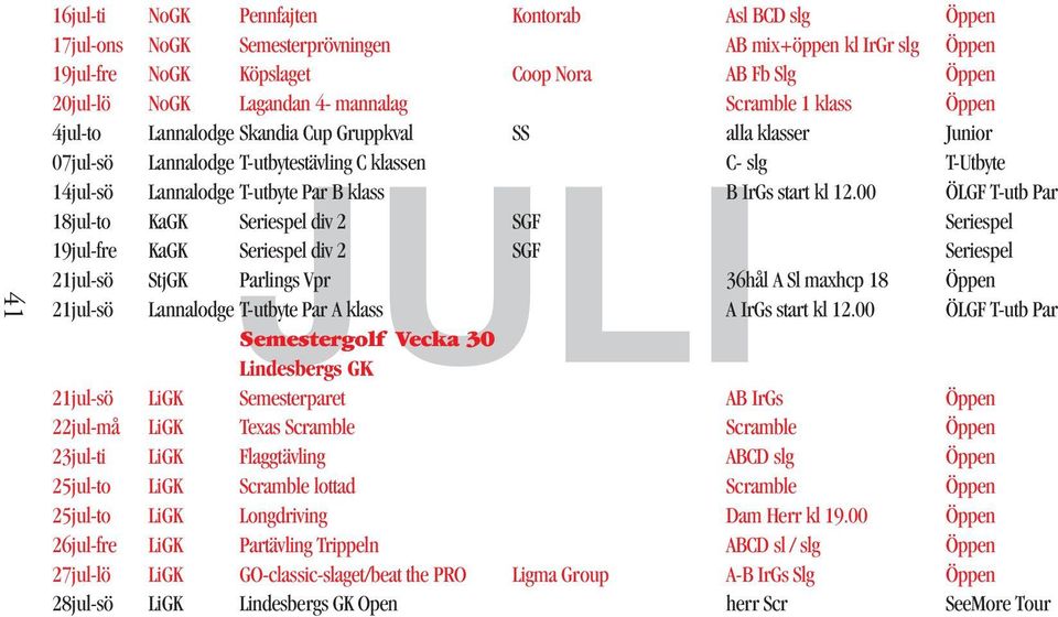 klass B IrGs start kl 12.