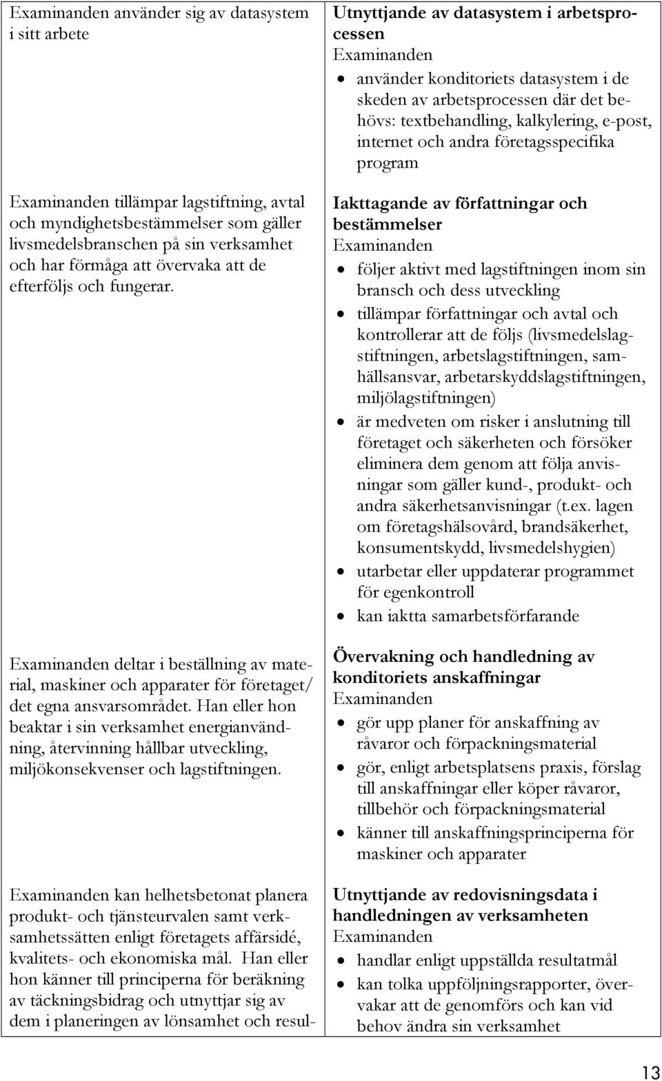 Han eller hon beaktar i sin verksamhet energianvändning, återvinning hållbar utveckling, miljökonsekvenser och lagstiftningen.
